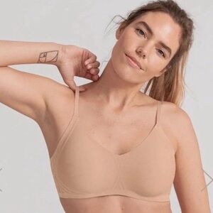 Honeylove Silhouette Bra Sz 3X Sand Beige Stretch Contour Smooth Wire Free